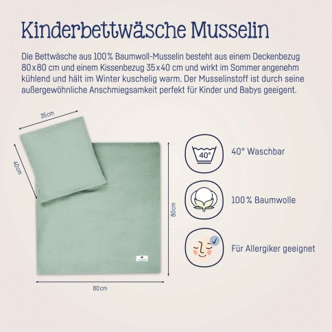 Julius Zöllner Musselin Bettwäsche, Grün