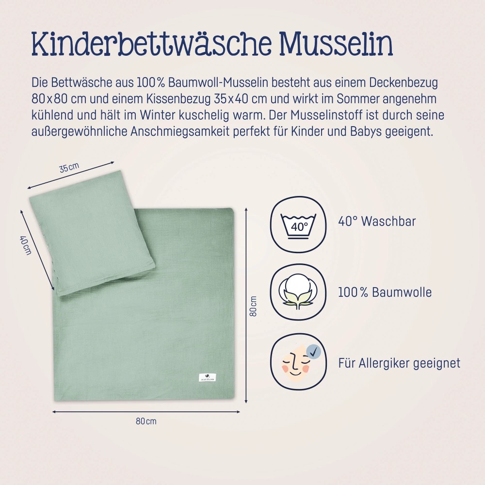 Julius Zöllner Musselin Bettwäsche, Grün