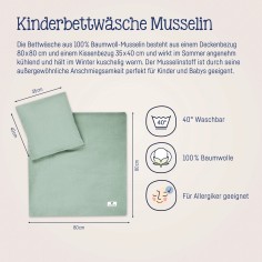 Julius Zöllner Musselin Bettwäsche, Grün