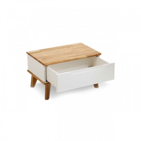 Table de chevet "Miira", chêne / blanc