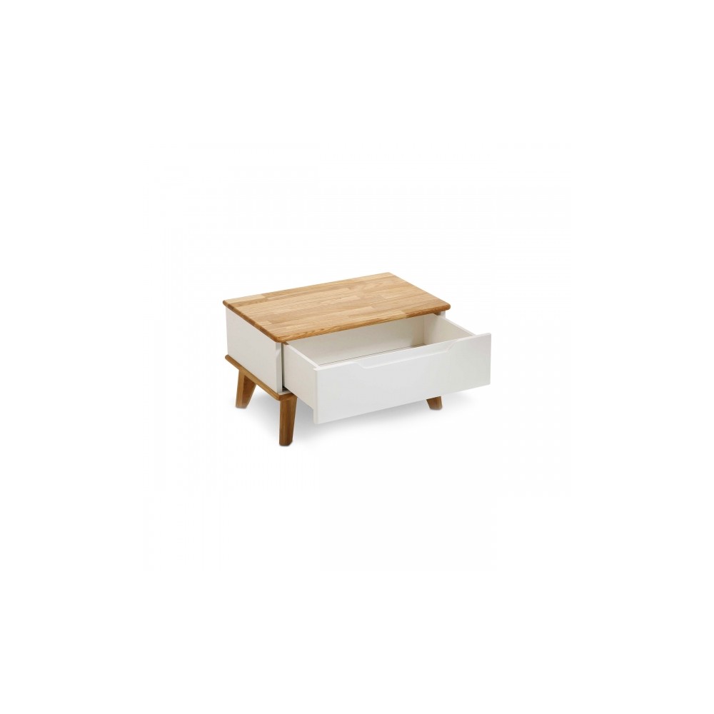 Table de chevet "Miira", chêne / blanc