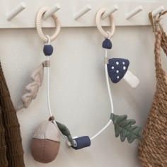 Sebra Kinderwagenkette, Blatt/Pilz/Eichel, Bio-Baumwolle