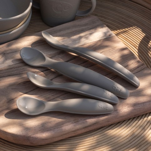 Sebra Silikon Löffel-Set, jetty beige