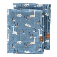 Einschlag- und Mulltuch (2er Pack), Dino