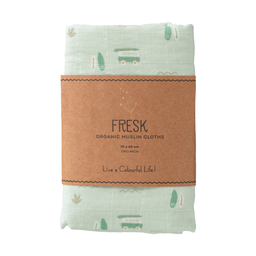 Einschlag- und Mulltuch (2er Pack), Surf Boy