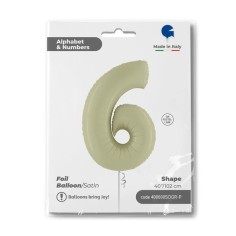 Folienballon 100 cm Zahl "6", Satin Olive Green