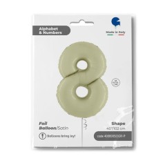 Folienballon 100 cm Zahl "8", Satin Olive Green