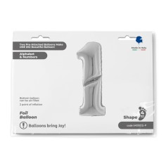 Grabo Folienballon Zahl 1, Silber (160 cm)