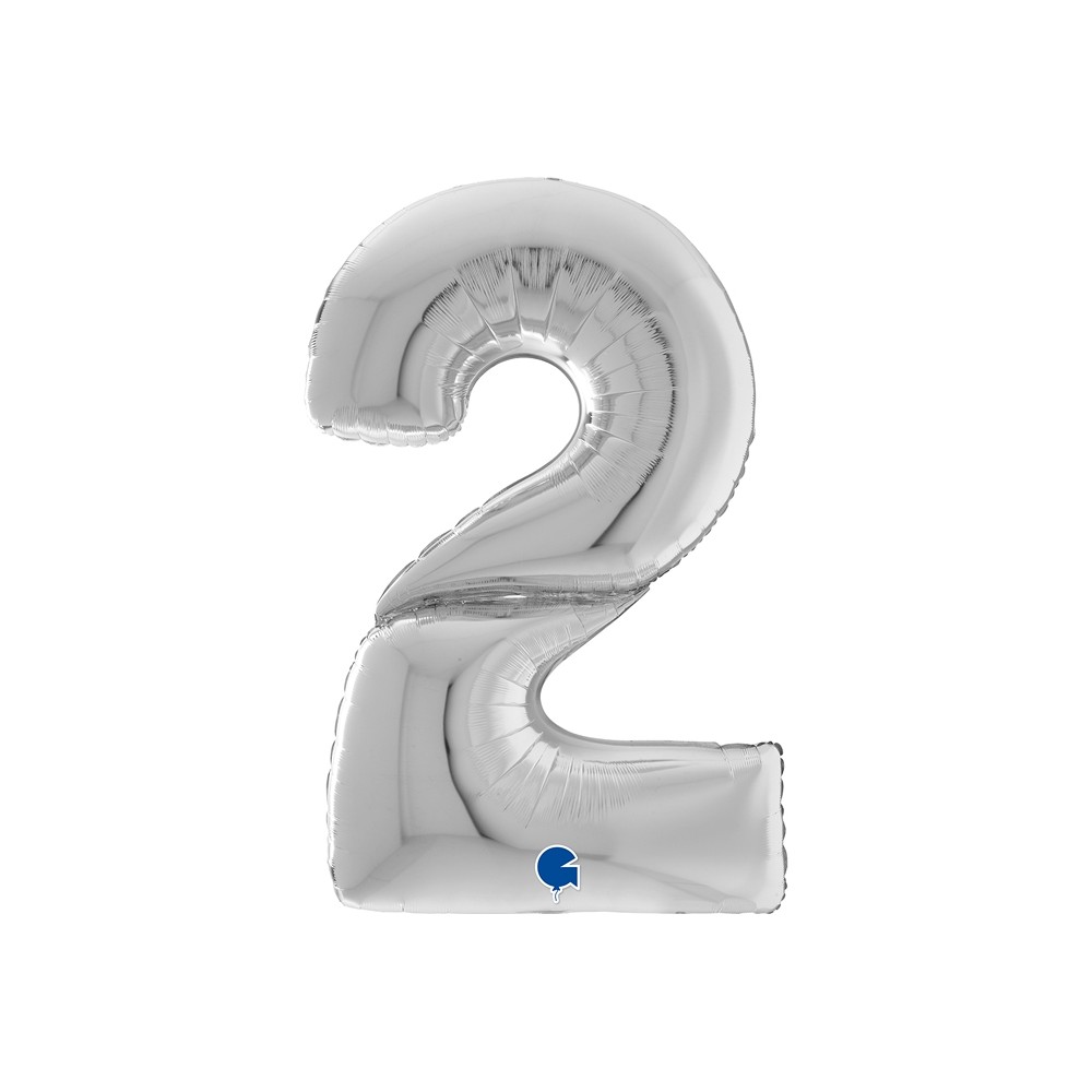 Grabo Folienballon Zahl 2, Silber (160 cm)