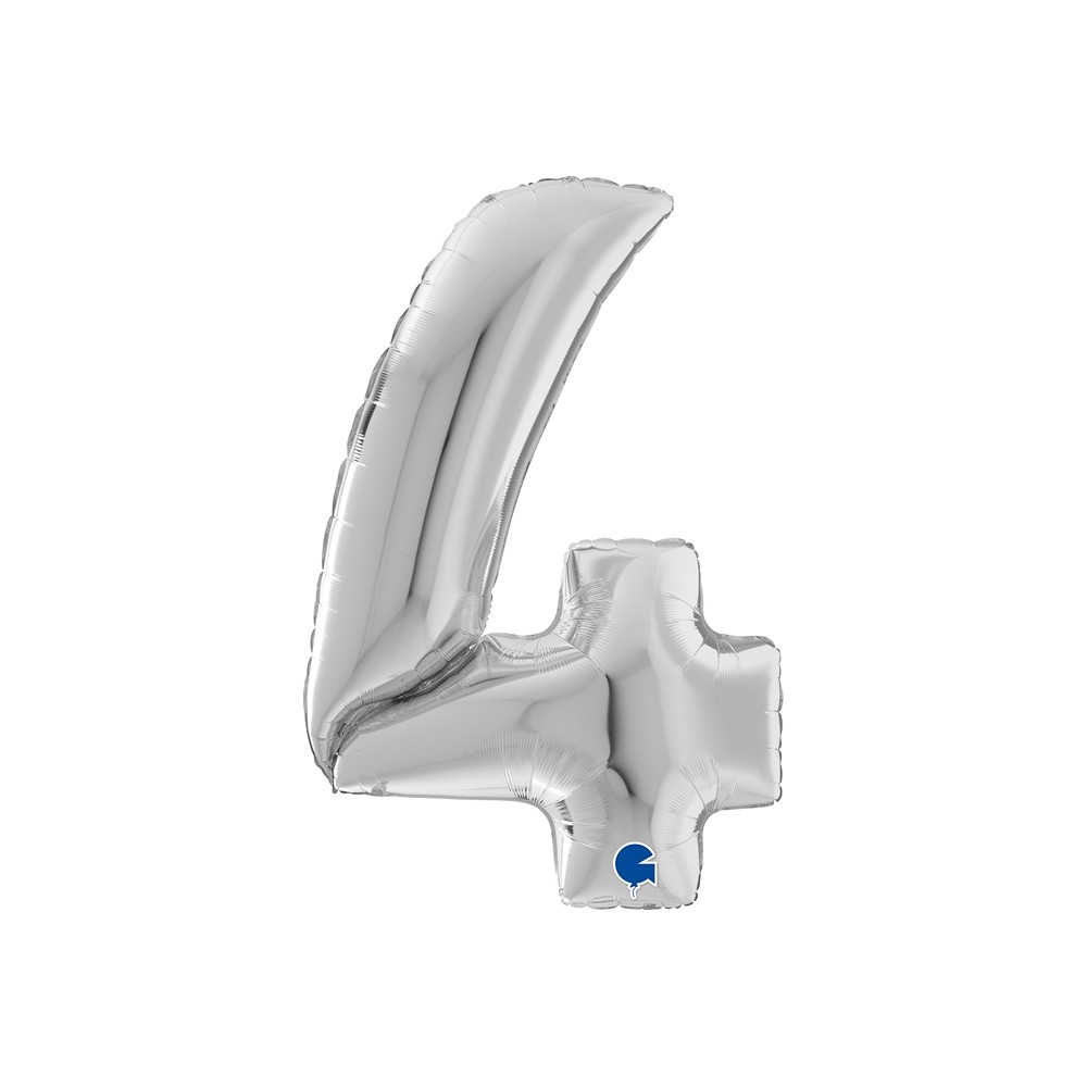Grabo Folienballon Zahl 4, Silber (160 cm)