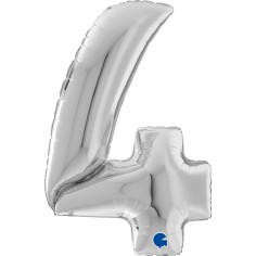 Grabo Folienballon Zahl 4, Silber (160 cm)