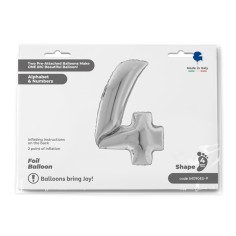 Grabo Folienballon Zahl 4, Silber (160 cm)