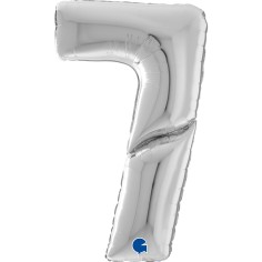 Grabo Folienballon Zahl 7, Silber (160 cm)