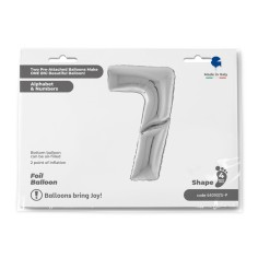 Grabo Folienballon Zahl 7, Silber (160 cm)