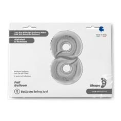Grabo Folienballon Zahl 8, Silber (160 cm)