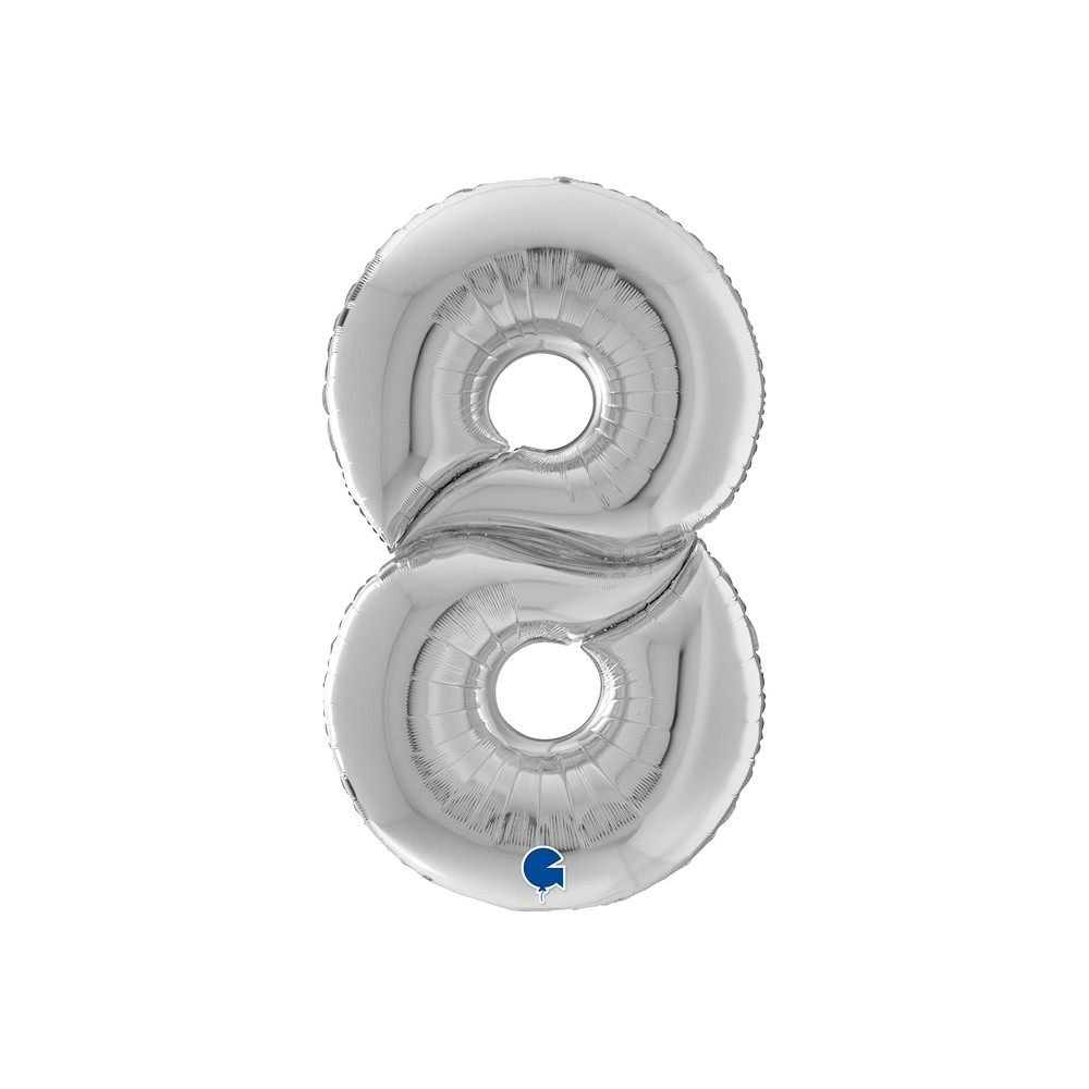 Grabo Folienballon Zahl 8, Silber (160 cm)