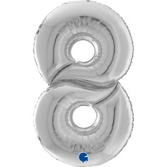 Grabo Folienballon Zahl 8, Silber (160 cm)