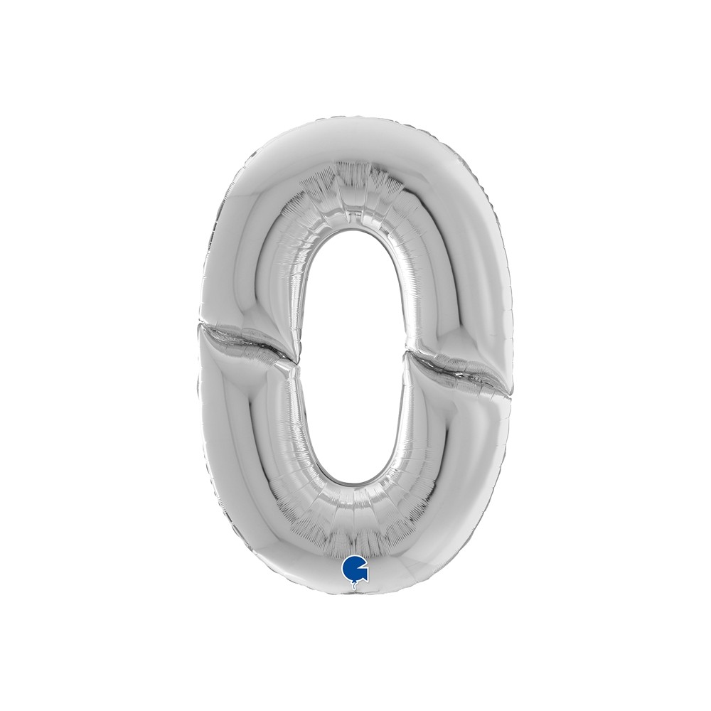 Grabo Folienballon Zahl 0, Silber (160 cm)