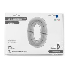Grabo Folienballon Zahl 0, Silber (160 cm)