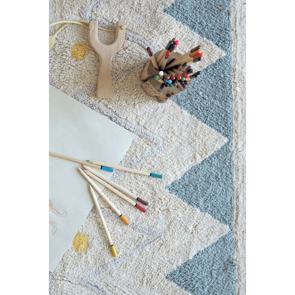 Tapis Azteca Naturel Vintage Bleu