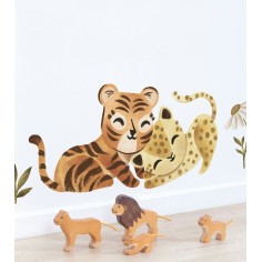 Grosser Wandsticker Dekoration, Tiger und Leopard Spiel