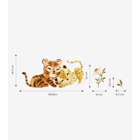 Grosser Wandsticker Dekoration, Tiger und Leopard Spiel