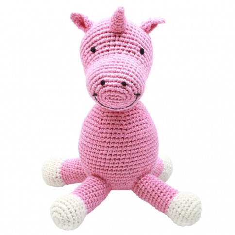 Ours en peluche au crochet, Licorne rose