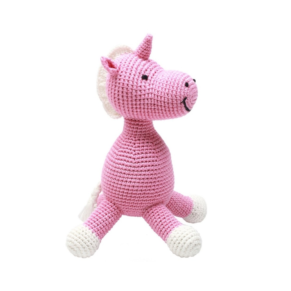Ours en peluche au crochet, Licorne rose