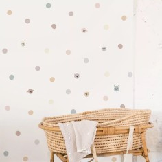 Selbstklebendes Vinyl mit Kreisen und Tiergesichtern, grau