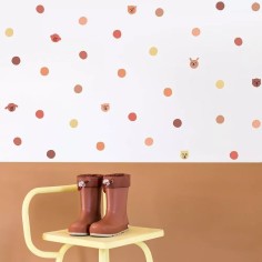 Selbstklebendes Vinyl mit Kreisen und Tiergesichtern, orange