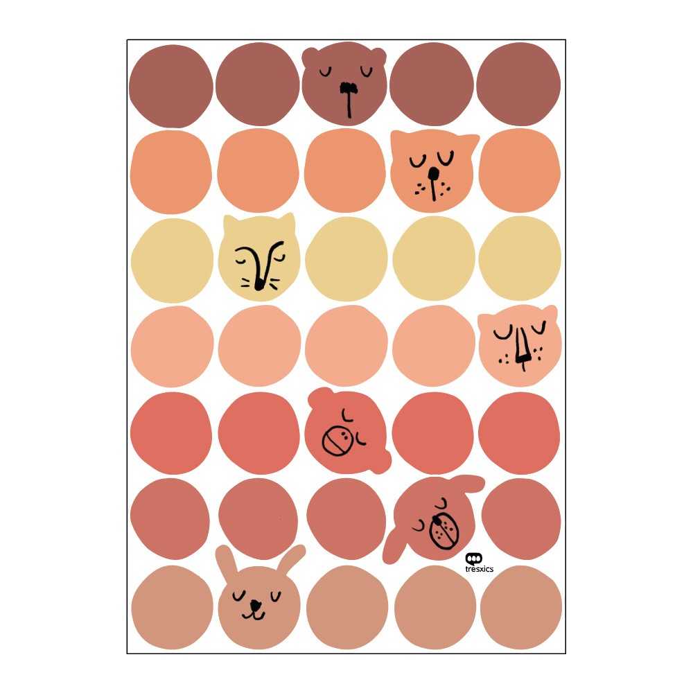 textile Wandaufkleber (1 Bogen), Animal Face