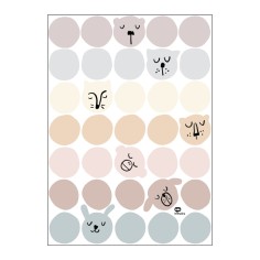 textile Wandaufkleber (1 Bogen), Animal Face Pastel