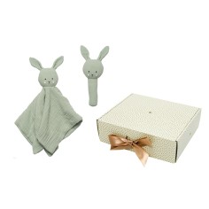 Geschenkset Geschenkset Schmusetuch/ Rassel Bunny / Grün