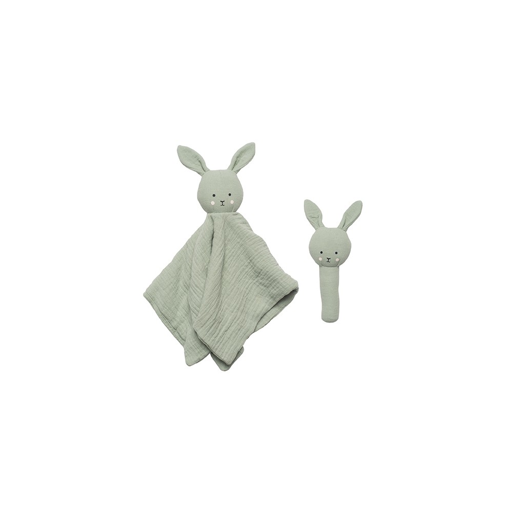 Geschenkset Geschenkset Schmusetuch/ Rassel Bunny / Grün