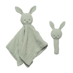 Geschenkset Geschenkset Schmusetuch/ Rassel Bunny / Grün