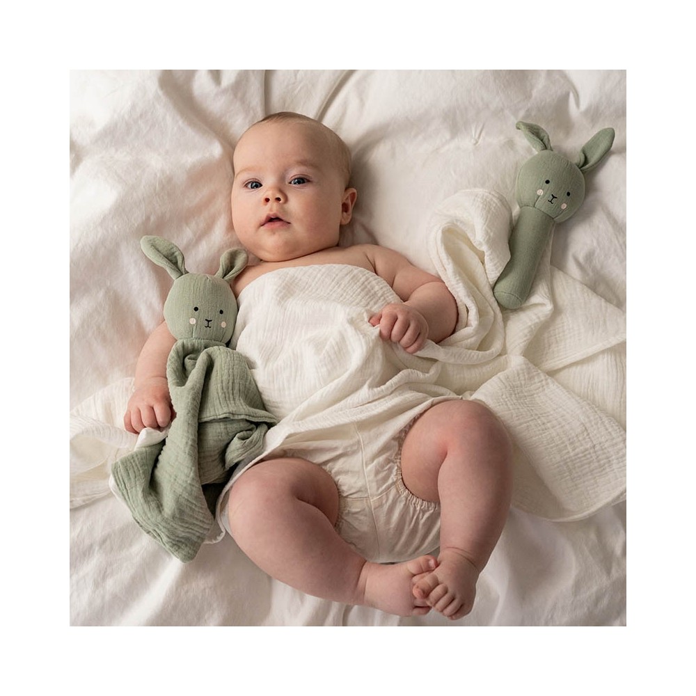 Geschenkset Geschenkset Schmusetuch/ Rassel Bunny / Grün