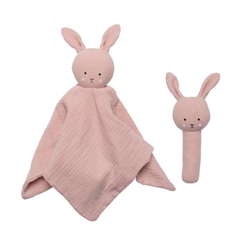 Geschenkset Geschenkset Schmusetuch/ Rassel Bunny / Rosa