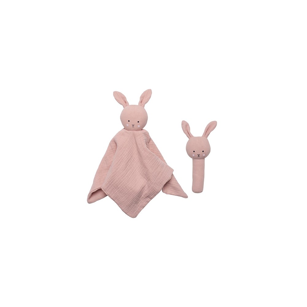 Geschenkset Geschenkset Schmusetuch/ Rassel Bunny / Rosa