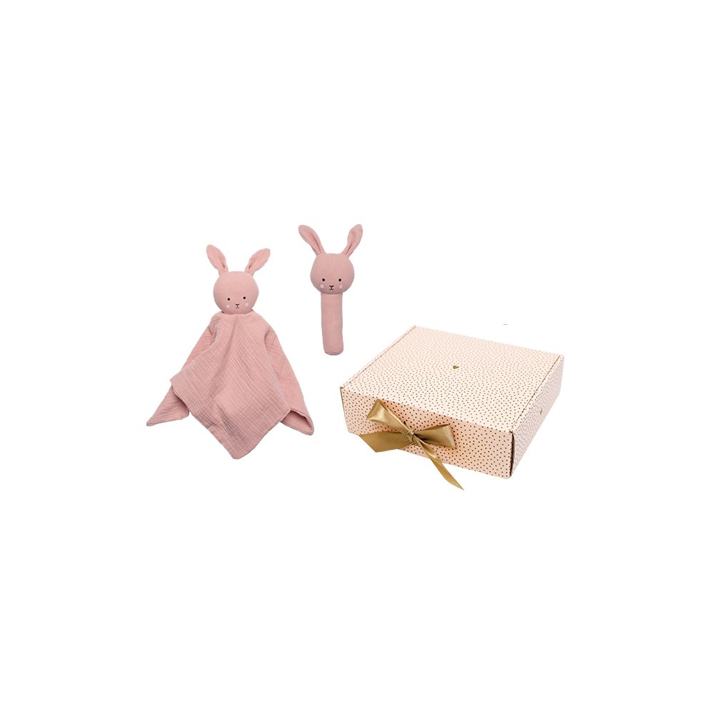 Geschenkset Geschenkset Schmusetuch/ Rassel Bunny / Rosa