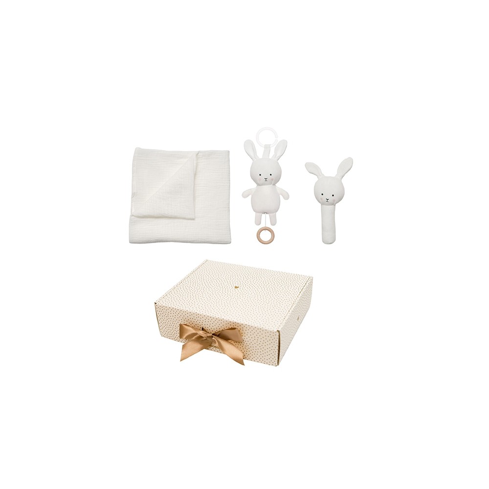 Cadeau Cadeau Couverture bébé / Boîte à musique / Lapin de hochet / Blanc
