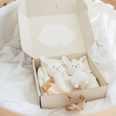 Cadeau Cadeau Couverture bébé / Boîte à musique / Lapin de hochet / Blanc