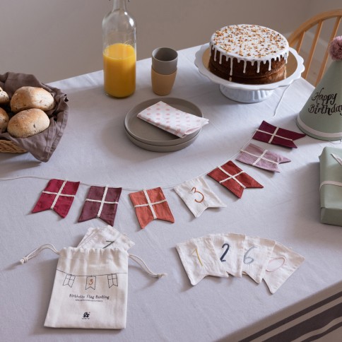 Geburtstagsfahne Wimpel, Zahlen 0-9, Bio-Baumwolle