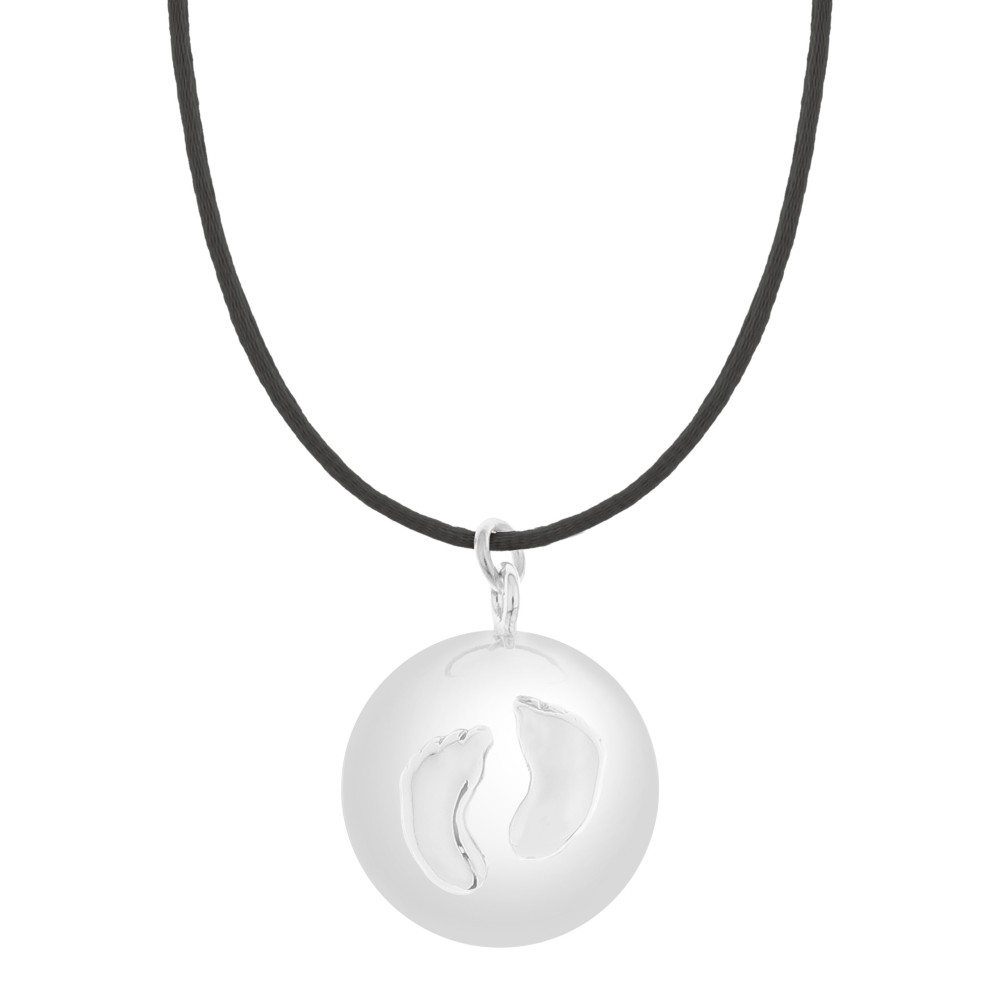 Bola-Kugel / Schwangerschaftskette Sofie, Baby Füsschen/ Silber