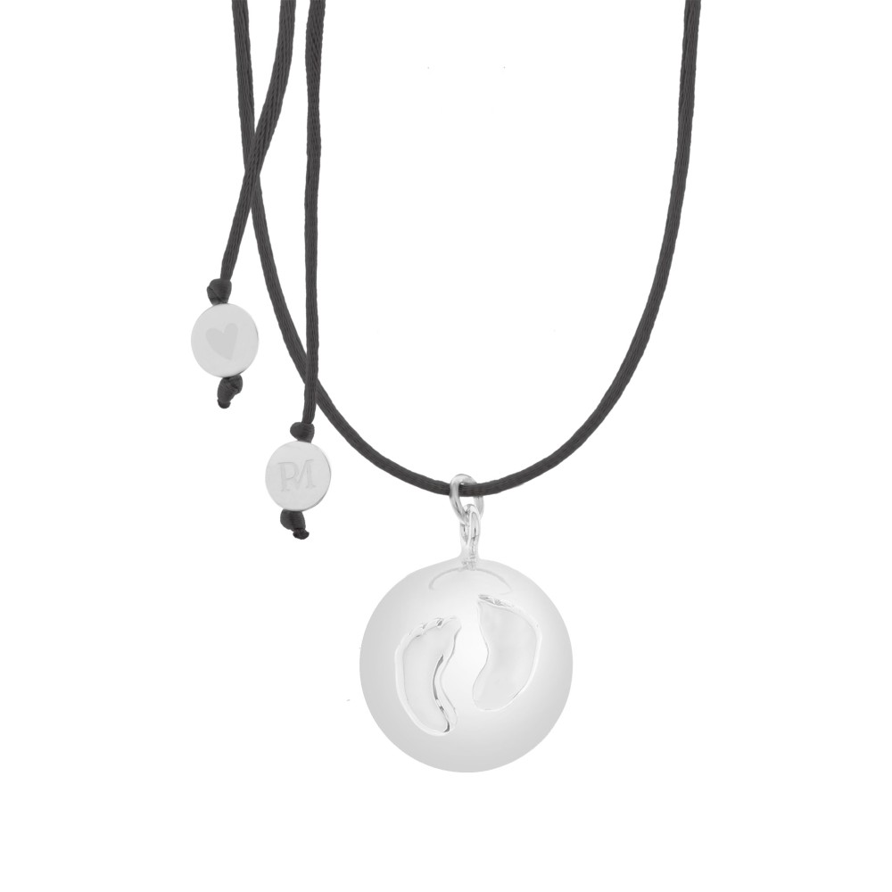 Bola-Kugel / Schwangerschaftskette Sofie, Baby Füsschen/ Silber