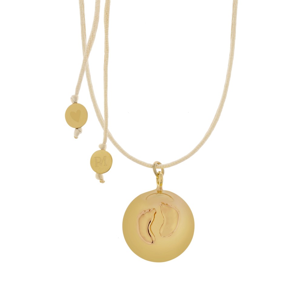 Bola-Kugel / Schwangerschaftskette Sofie, Baby Füsschen/ Gold