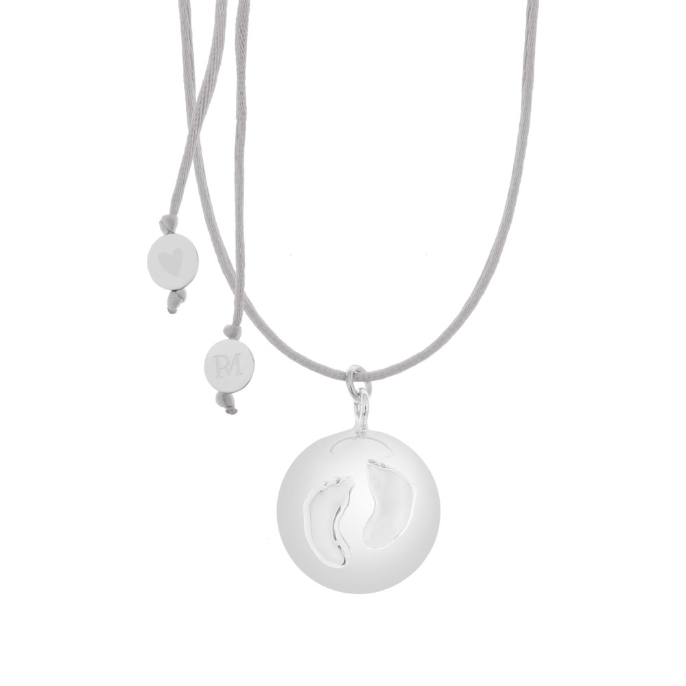 Bola-Kugel / Schwangerschaftskette Sofie, Füsschen/ Grau