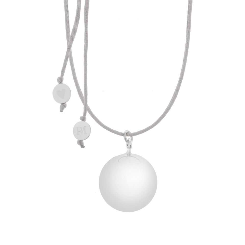 Bola-Kugel / Schwangerschaftskette Sofie, Silber/ Grau