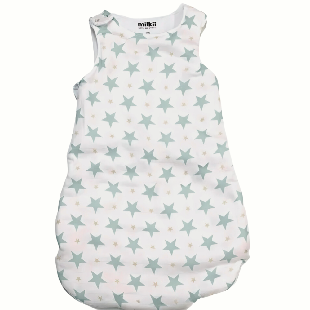 Schlafsack Baumwolle-Musselin, Sterne, 0-6 Monate