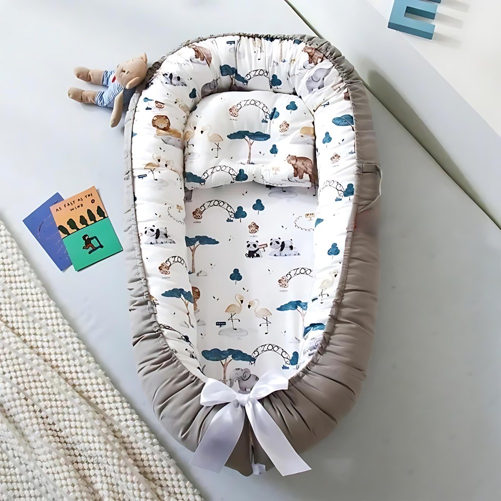 Baby Kuschelnestchen mit abnehmbaren Kissen, Zoo