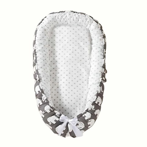 Câdle bébé avec des oreillers amovibles, des éléphants